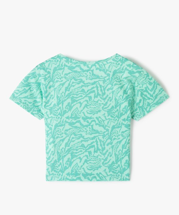 Tee-shirt fille court imprimé multicolore vue3 - GEMO (JUNIOR) - GEMO