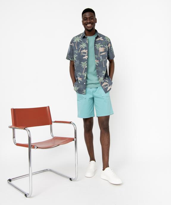 Bermuda en toile uni avec ceinture ajustable homme vue6 - GEMO 4G HOMME - GEMO