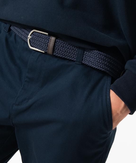 Pantalon en coton homme avec ceinture tressée vue2 - GEMO 4G HOMME - GEMO