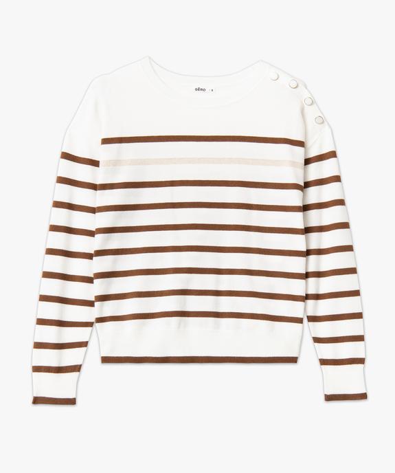 Pull rayé en maille fine avec col rond femme vue5 - GEMO 4G FEMME - GEMO