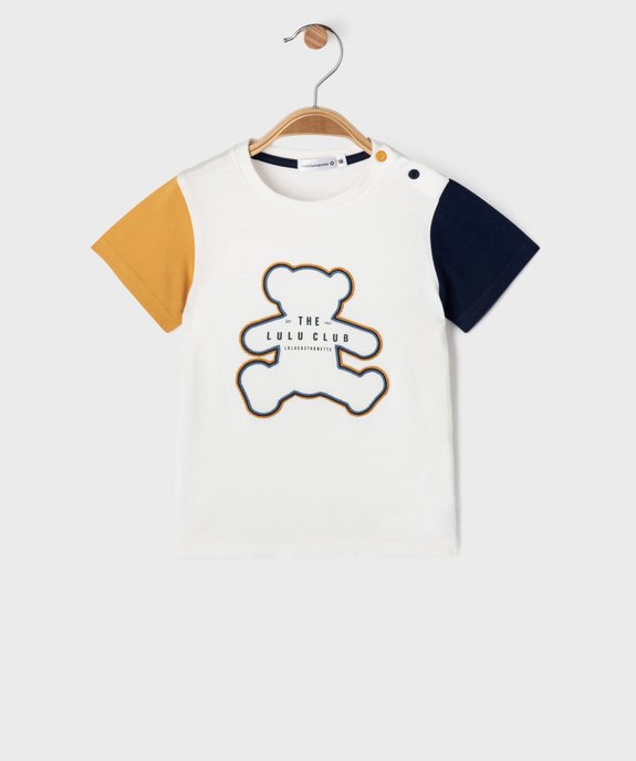 Tee-shirt à manches courtes contrastantes bébé garçon - LuluCastagnette vue2 - LULU CASTAGNETTE GEMO FOR GOOD - GEMO