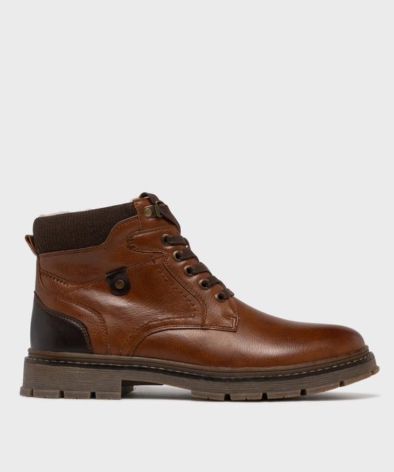 Boots fourrées à lacets, zip et épaisse semelle crantée homme vue2 - MARIO BALDANO - GEMO