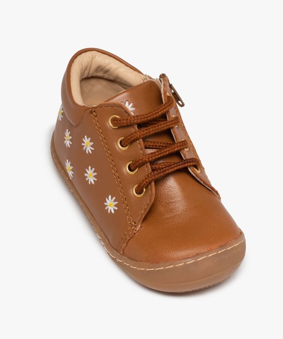 Bottillons premiers pas bébé fille dessus cuir à fleurs – NA! vue5 - NA! - GEMO