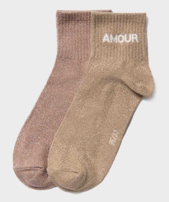 Socquettes pailletées à message femme (lot de 2) vue1 - GEMO(HOMWR FEM) - GEMO