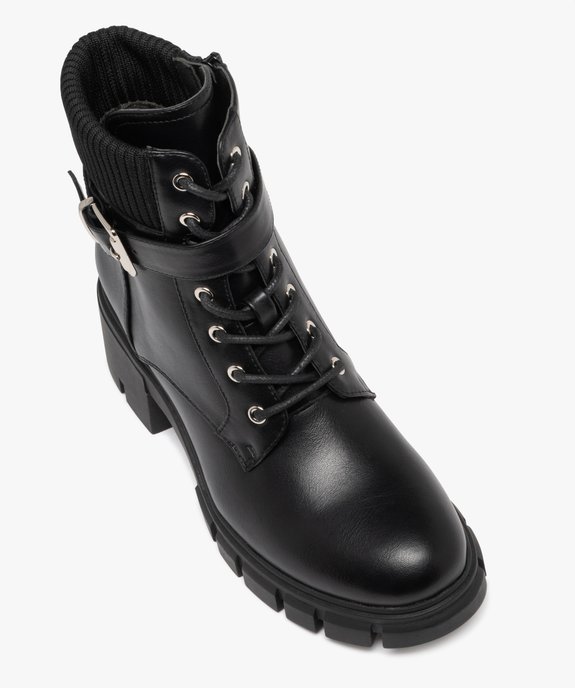 Boots femme à talon cranté et col chaussette effet métallisé scintillant vue6 - 5 MILES - GEMO