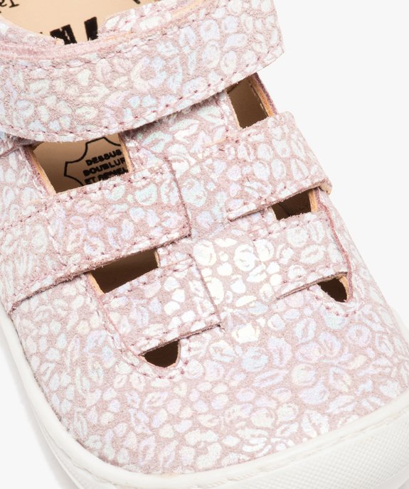 Sandales premiers pas bébé fille dessus cuir imprimé – NA! vue6 - NA! - GEMO