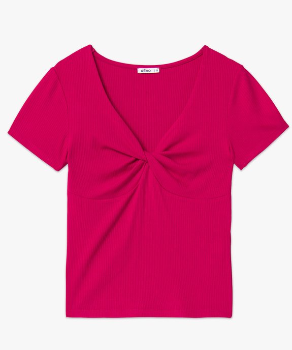 Tee-shirt femme en maille côtelée encolure effet noué vue4 - GEMO(FEMME PAP) - GEMO