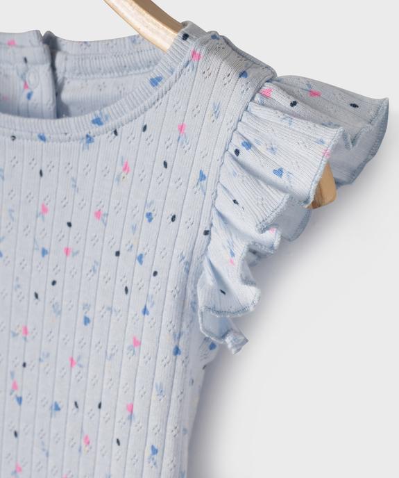 Tee-shirt manches courtes en maille fantaisie avec volants bébé fille vue2 - GEMO(BEBE DEBT) - GEMO