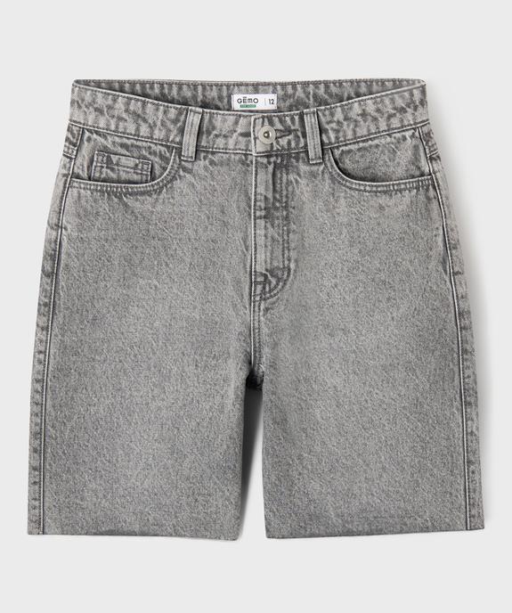Bermuda en jean taille haute finition sans coutures fille vue1 - GEMO 4G FILLE - GEMO