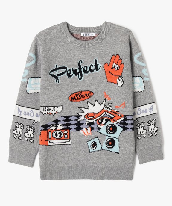 Pull à motifs thème musique garçon vue1 - GEMO (ENFANT) - GEMO