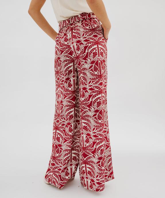 Pantalon large et fluide à taille haute ceinturée femme vue3 - GEMO 4G FEMME - GEMO
