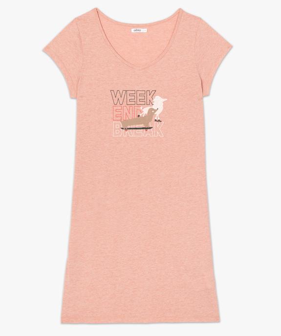 Chemise de nuit imprimée à manches courtes femme chinée avec inscription fantaisie vue4 - GEMO 4G FEMME - GEMO