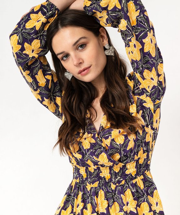 Robe longue à motifs fleuris décolleté cache-coeur femme vue5 - GEMO(FEMME PAP) - GEMO