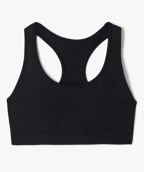 Brassière dos nageur en microfibre côtelée sans coutures fille vue1 - GEMO (JUNIOR) - GEMO