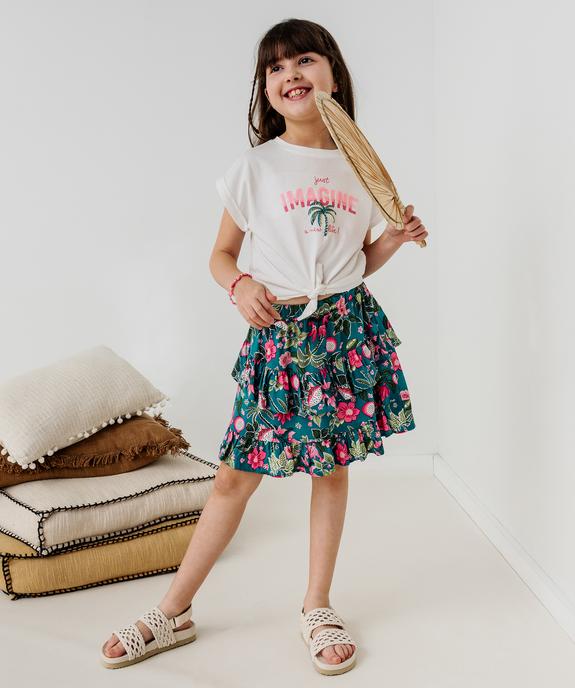 Jupe à volants à motifs fleuris fille vue1 - GEMO 4G FILLE - GEMO
