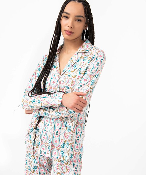 Pyjama deux pièces en viscose femme : chemise et pantalon vue2 - GEMO 4G FEMME - GEMO
