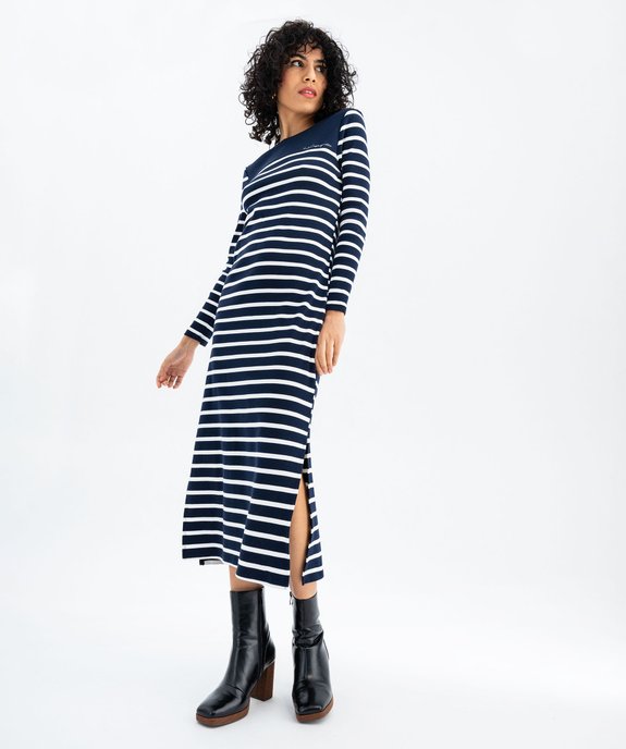 Robe en maille à rayures femme - LuluCastagnette vue2 - LULUCASTAGNETTE - GEMO