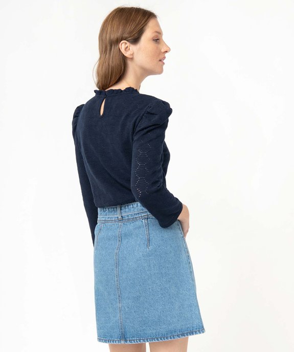 Tee-shirt femme à manches longues en maille texturée vue3 - GEMO(FEMME PAP) - GEMO