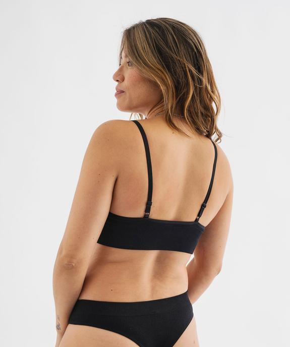Brassière push-up sans coutures en maille côtelée à fines bretelles femme vue9 - GEMO 4G FEMME - GEMO