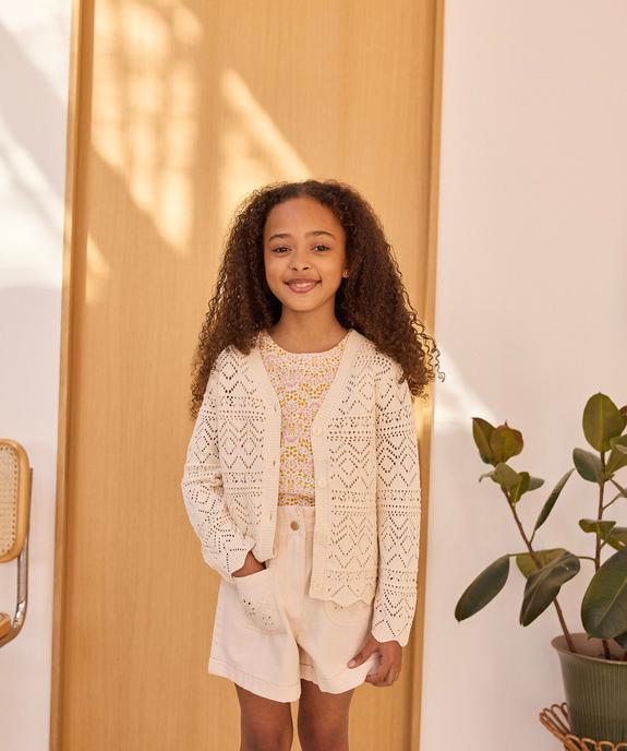 Short en toile avec poches brodées fille - LuluCastagnette vue2 - LULU CASTAGNETTE GEMO FOR GOOD - GEMO