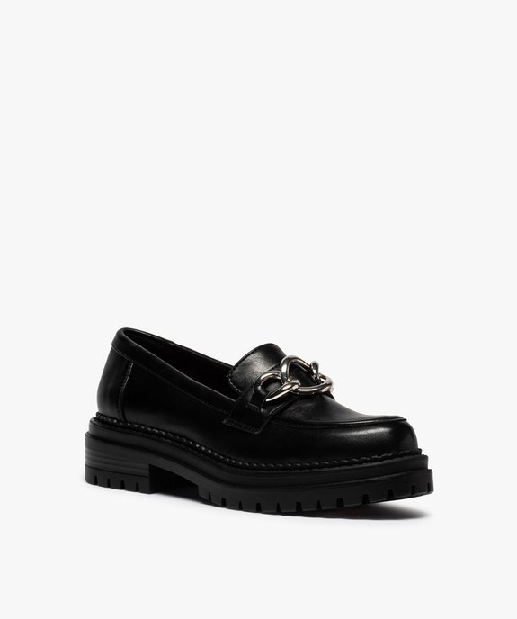 Mocassins femme unis à semelle crantée et bride chaine vue3 - GEMO (CASUAL) - GEMO