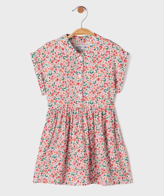 Robe à manches courtes à motifs fleuris bébé fille vue2 - GEMO 4G BEBE - GEMO