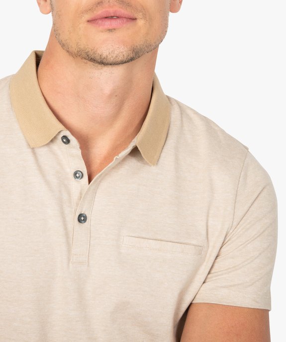 Polo homme à fines rayures et manches courtes vue2 - GEMO (HOMME) - GEMO