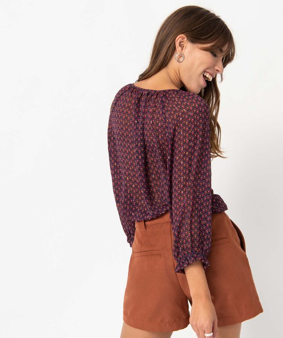 Blouse femme imprimée en voile vue3 - GEMO(FEMME PAP) - GEMO