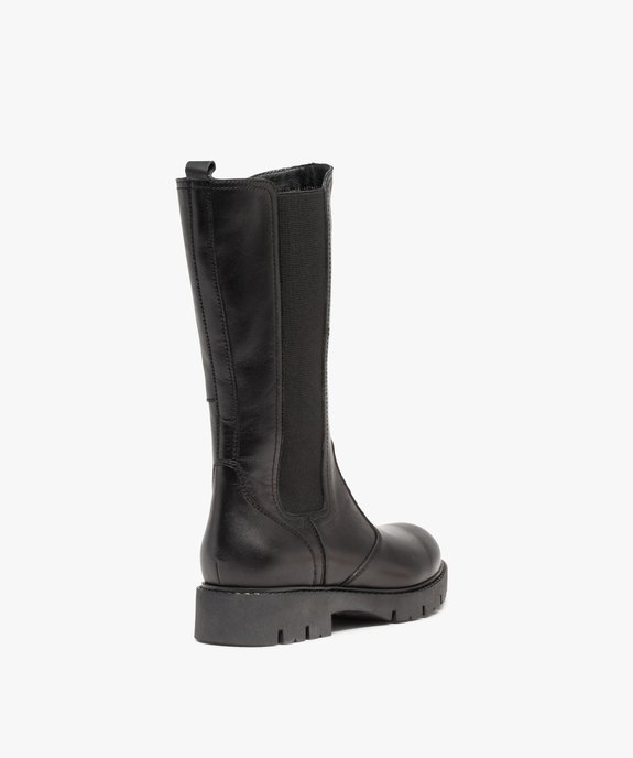 Bottes fille dessus cuir uni à semelle crantée - Tanéo vue4 - TANEO - GEMO