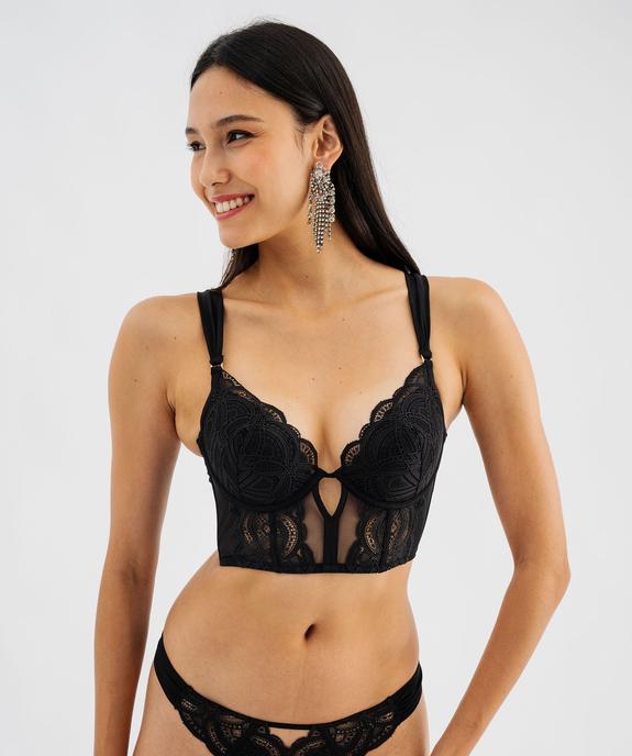 Soutien-gorge bustier push-up en dentelle vue2 - GEMO(HOMWR FEM) - GEMO