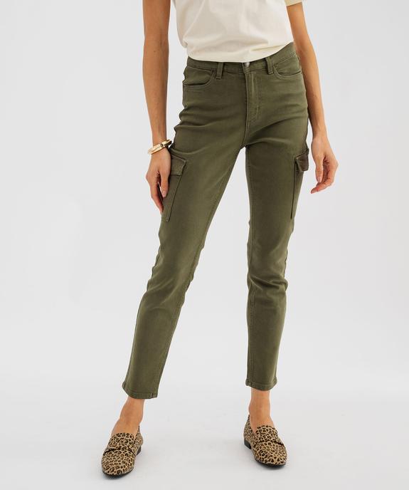 Jean cargo slim en denim stretch à taille normale femme vue1 - GEMO 4G FEMME - GEMO