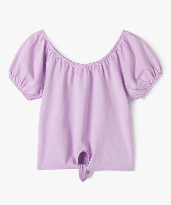 Tee-shirt à manches ballon avec noeud dans le bas fille vue1 - GEMO (ENFANT) - GEMO