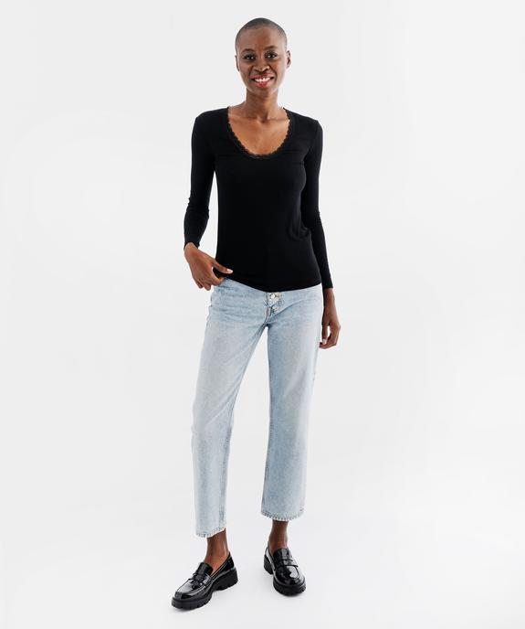Tee-shirt manches longues avec col rond en dentelle femme vue5 - GEMO(HOMWR FEM) - GEMO