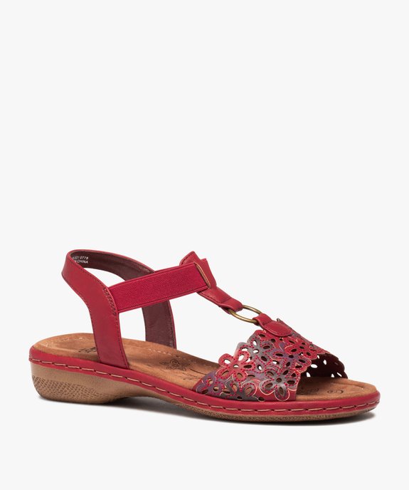 Sandales femme confort à enfiler avec bride fantaisie à fleurs vue2 - SOFTRELAX - GEMO