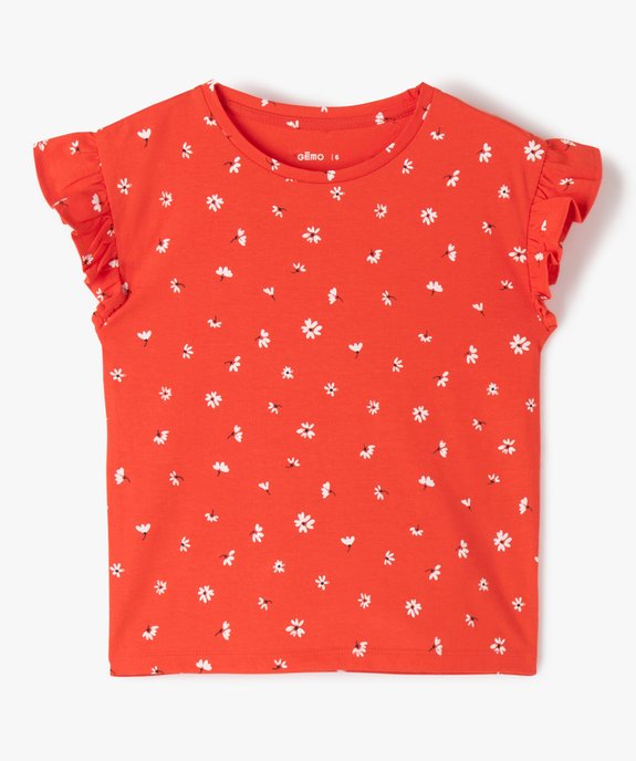Tee-shirt fille imprimé à manches courtes volantées vue1 - GEMO (ENFANT) - GEMO