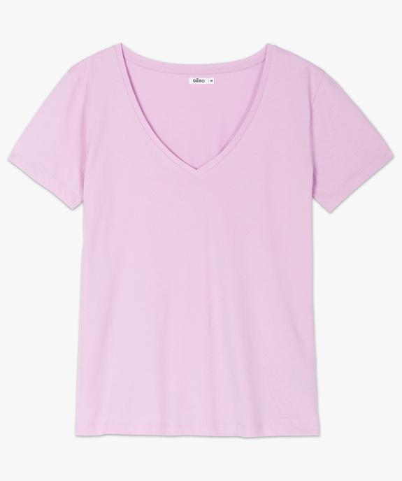 Tee-shirt femme à col V et manches courtes vue4 - GEMO(FEMME PAP) - GEMO