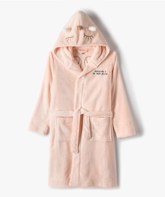 Robe de chambre fille à capuche animée et motifs fantaisie vue1 - GEMO (JUNIOR) - GEMO