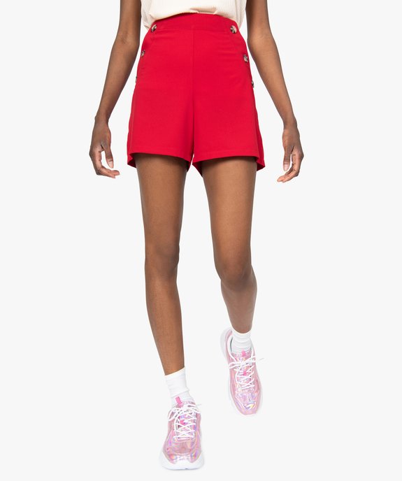 Short femme ample taille haute à pont boutonné vue1 - GEMO(FEMME PAP) - GEMO