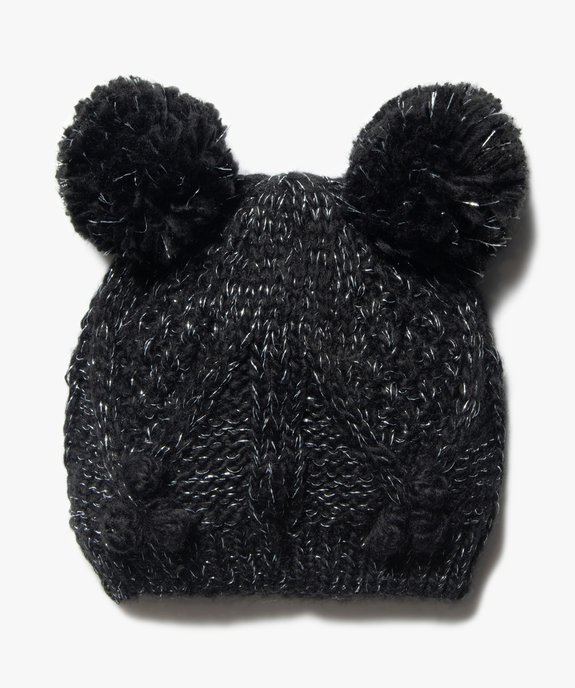 Bonnet fille à pompons et maille pailletée vue1 - GEMO (ENFANT) - GEMO