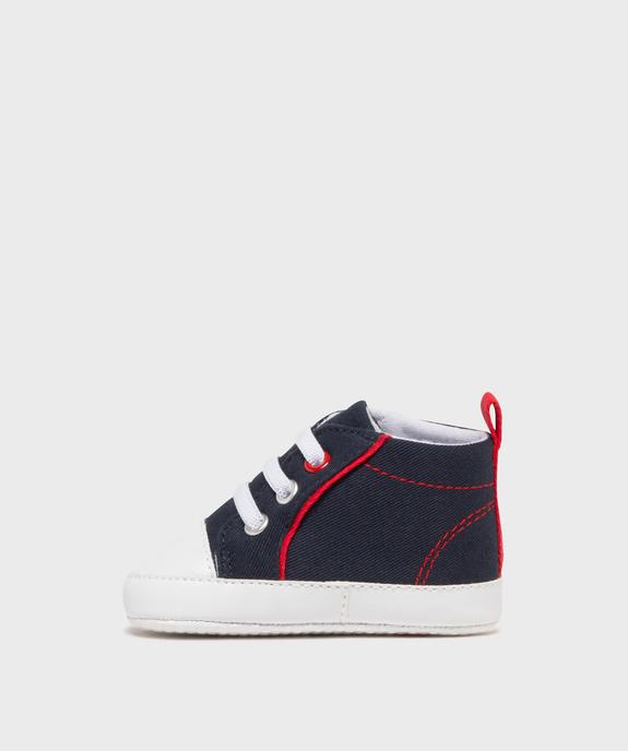 Chaussons de naissance en toile look tennis bébé - LuluCastagnette vue4 - LULU CASTAGNETTE G4G D - GEMO