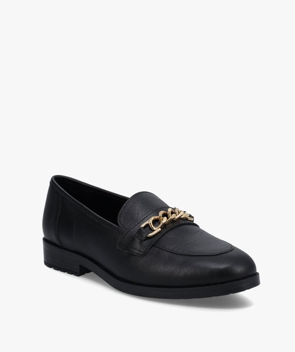 Mocassins femme dessus cuir uni avec chainette - Tanéo vue2 - TANEO - GEMO