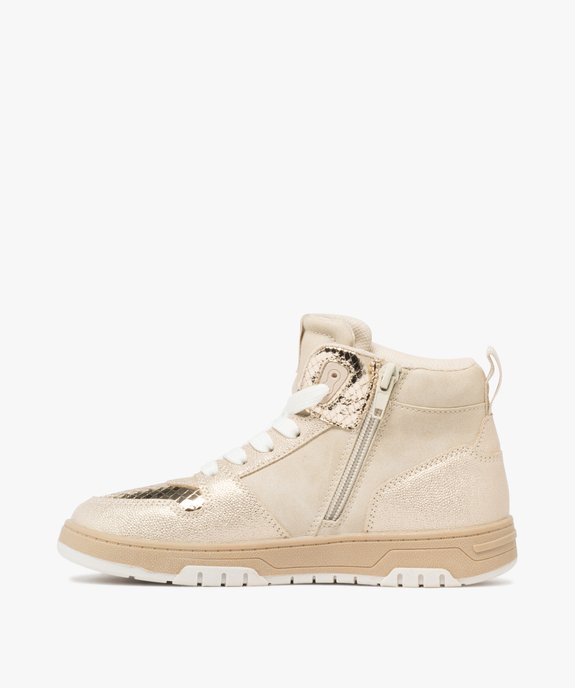 Baskets fille mid-cut effet métallisé avec zip et à lacets - Chipie vue3 - CHIPIE - GEMO