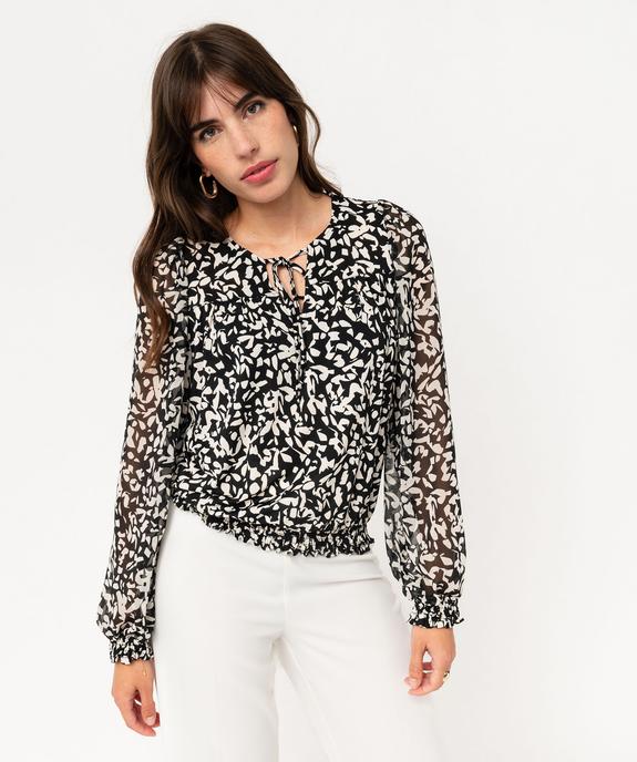 Blouse imprimée manches longues en voile femme vue2 - GEMO(FEMME PAP) - GEMO