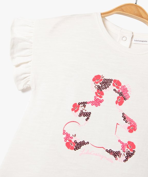 Tee-shirt bébé fille à manches volantées et sequins - LuluCastagnette vue2 - LULUCASTAGNETTE - GEMO