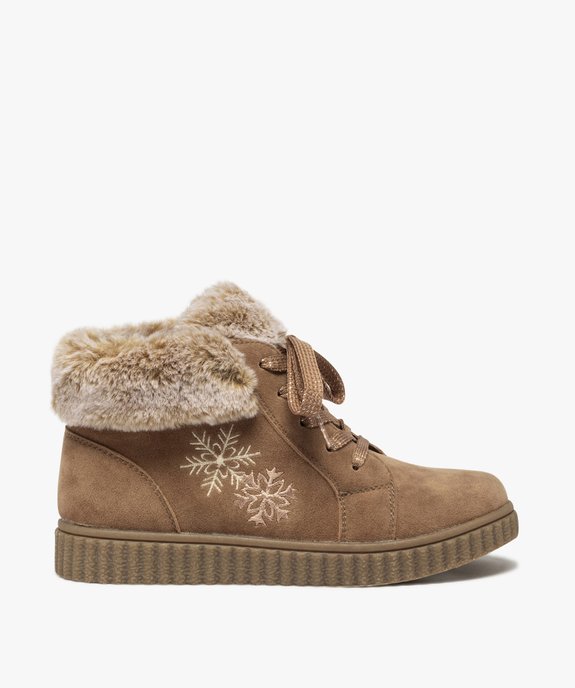 Boots fille rembourrées en suédine unie à col duveteux vue1 - GEMO (ENFANT) - GEMO