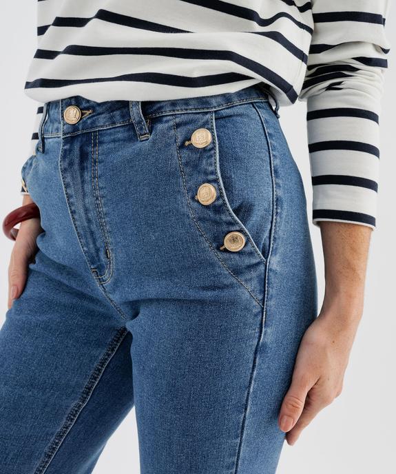 Jean Flare en denim extensible à effet pont femme - LuluCastagnette vue3 - LULU CASTAGNETTE G4G D - GEMO