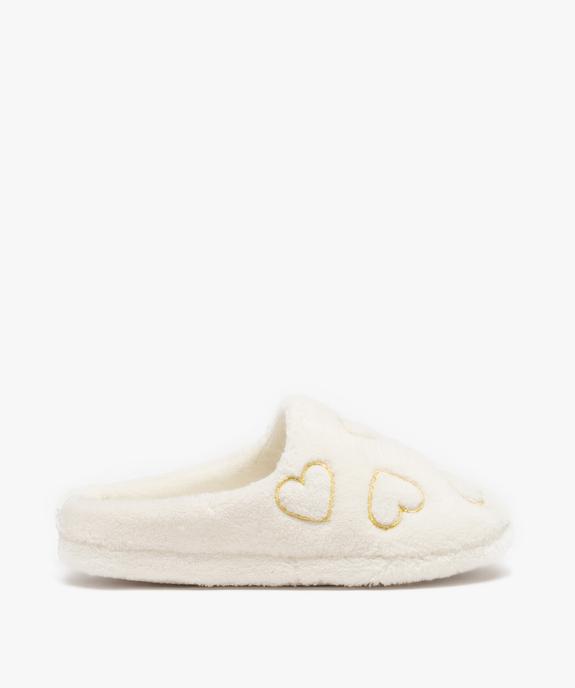 Chaussons fille mules en dessus peluche brodées coeur vue1 - GEMO (ENFANT) - GEMO