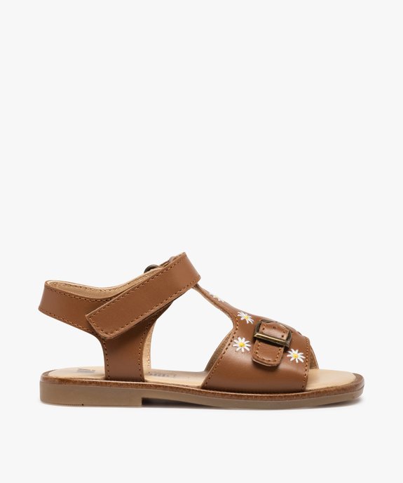 Sandales fille dessus cuir uni brodé fleurs – NA! vue1 - NA! - GEMO