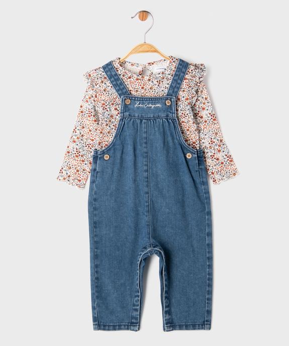 Ensemble 2 pièces bébé fille tee-shirt et salopette en jean - LuluCastagnette vue2 - LULUCASTAGNETTE - GEMO