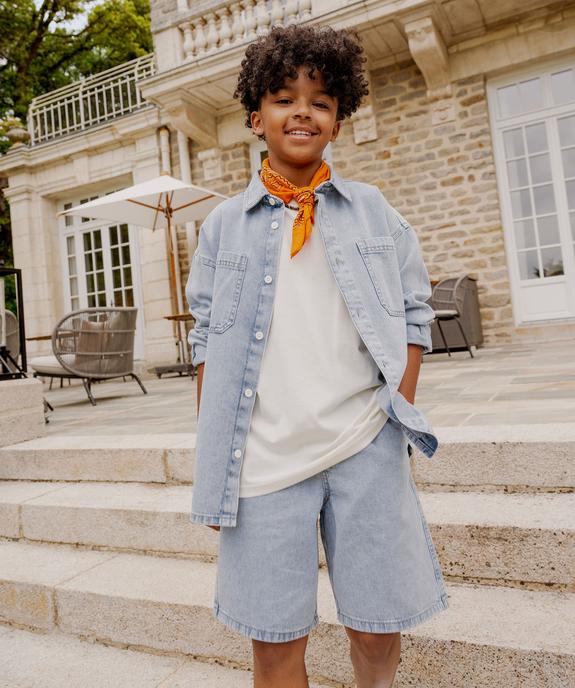 Chemise en jean délavé à poches poitrine garçon vue1 - GEMO (JUNIOR) - GEMO